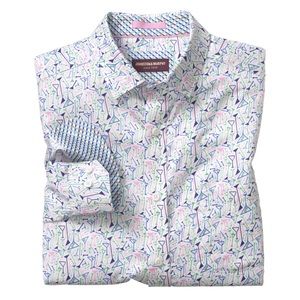 JOHNSTON & MURPHY MARTINI PRINT SHIRT WHITE